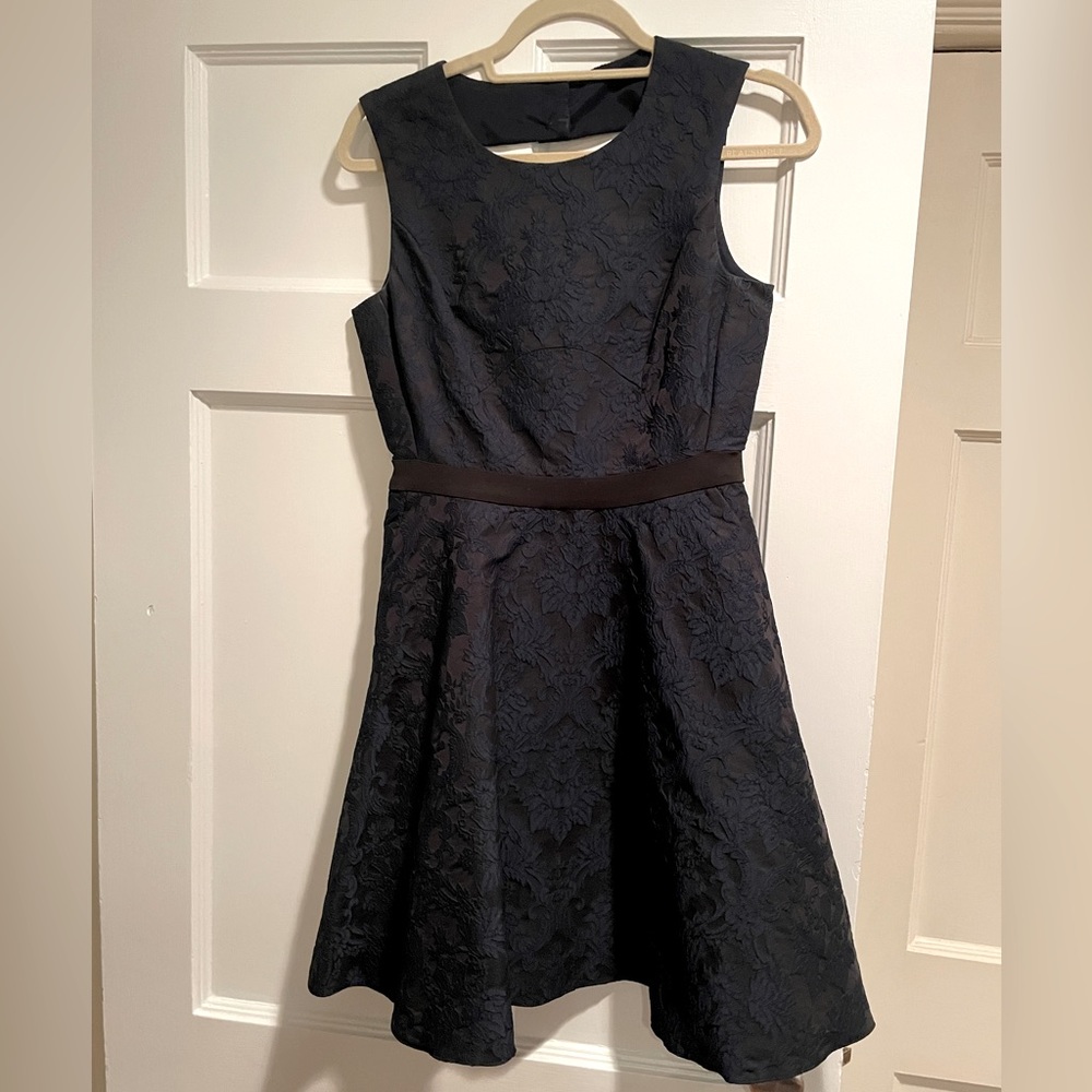 Reiss Navy Jacquard Dress with Pockets